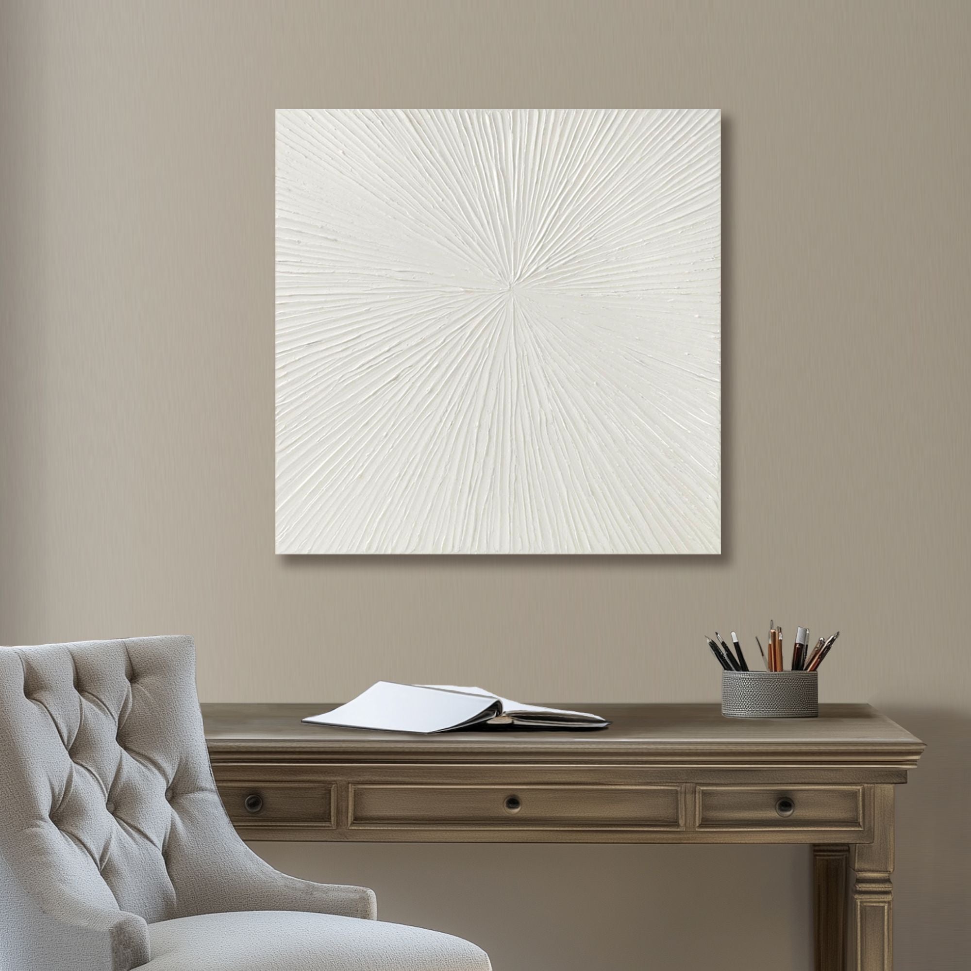 Sunburst - 100% Hand Painted Dimensional Wall Decor - White