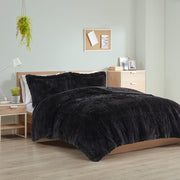 Malea - Twin Shaggy Long Comforter Mini Set - Black