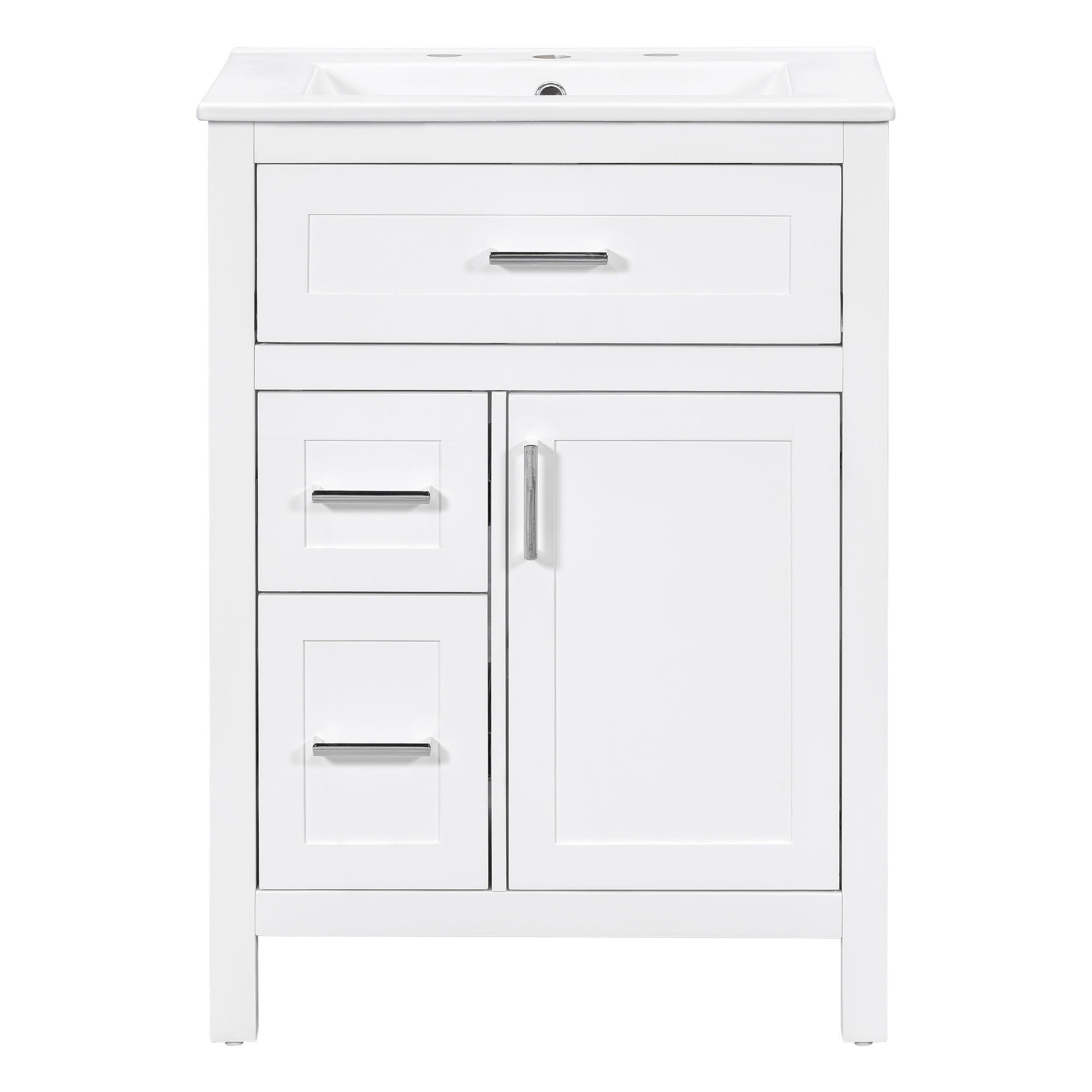 Modern Bathroom Vanity With Sink, Flip Drawer & 2 Drawers, Soft Close Hinges, Adjustable Shelf