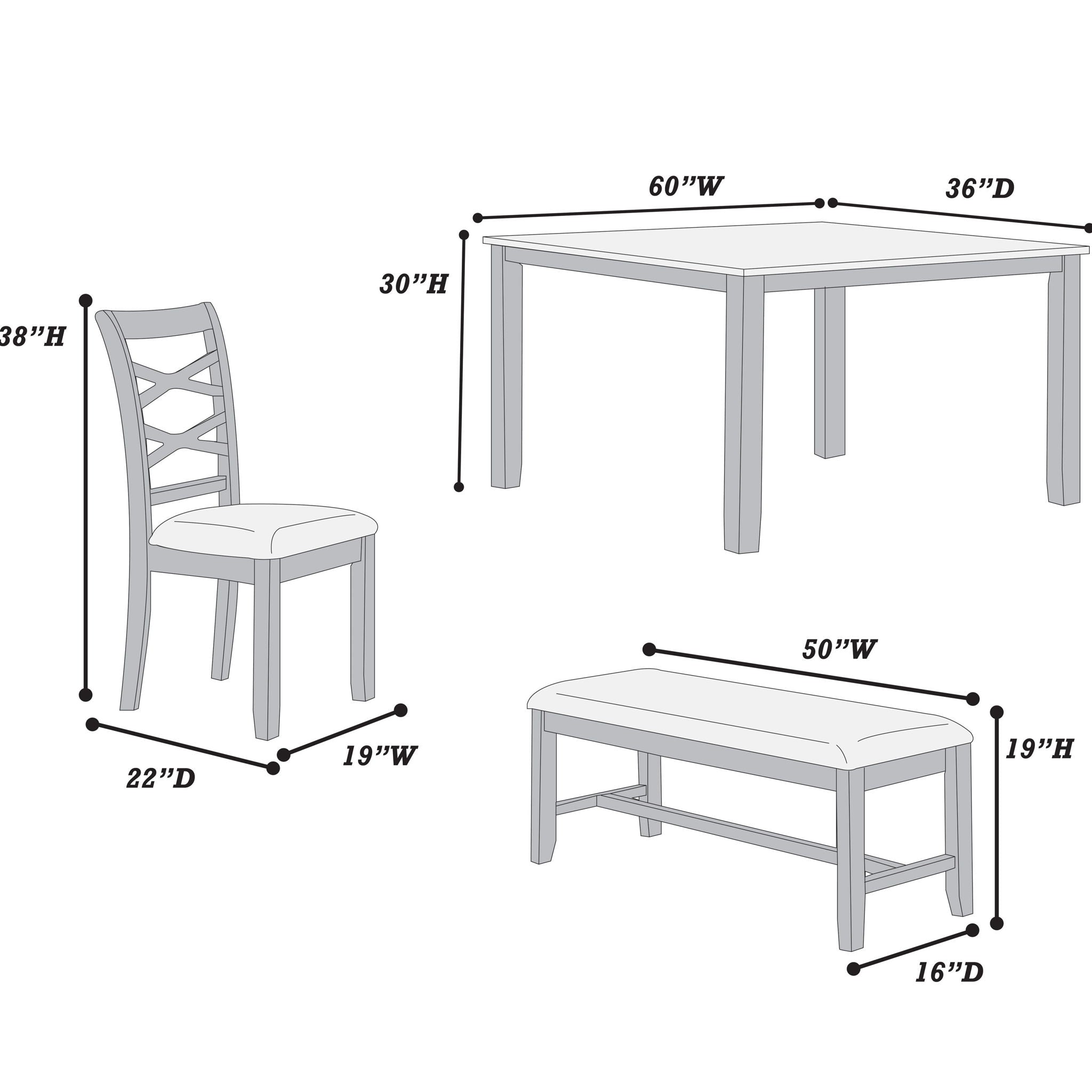 Dining Set 6 Piece With Table And Upholstered X Back Chairs - Charcoal