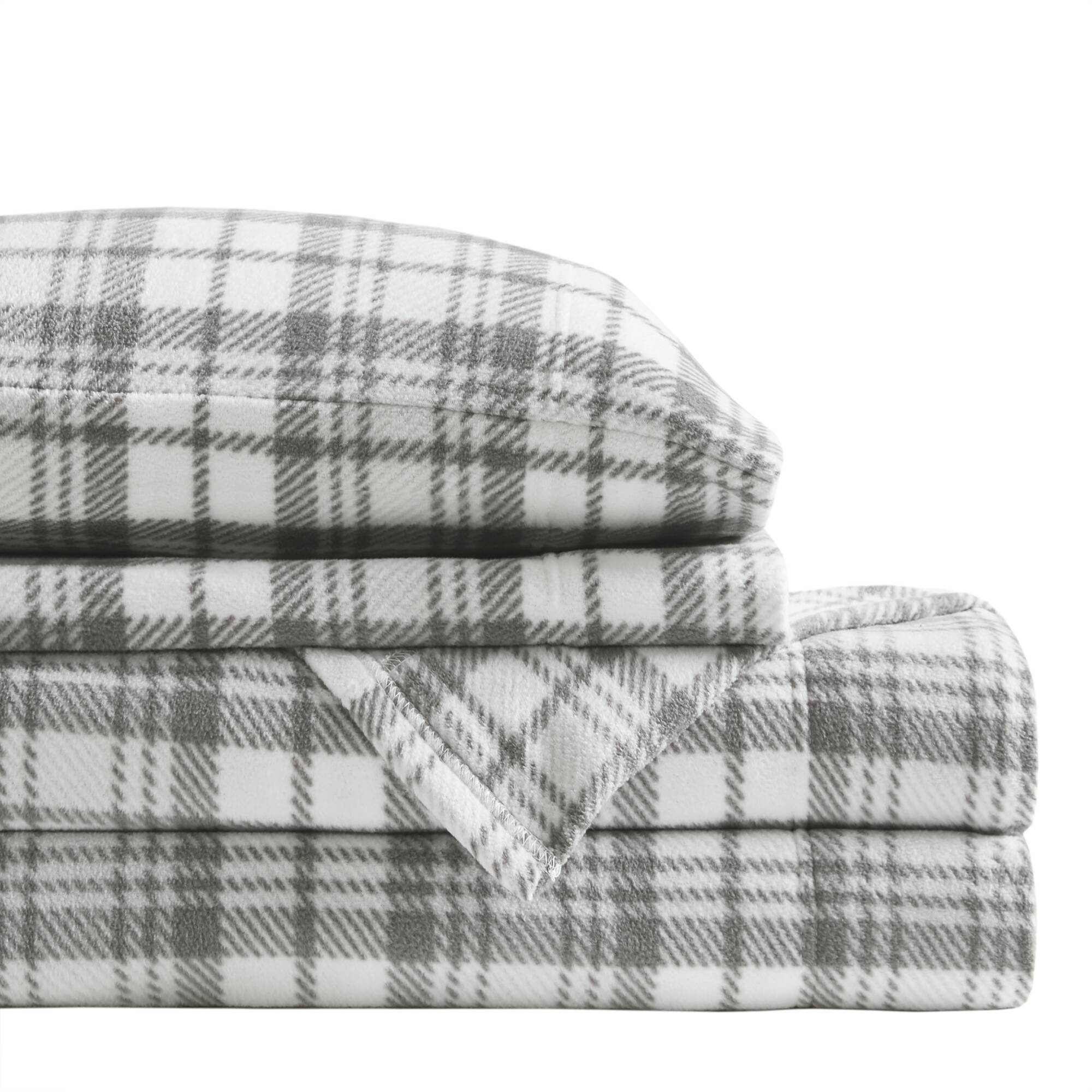 Micro Fleece - Sheet Set - Gray Plaid