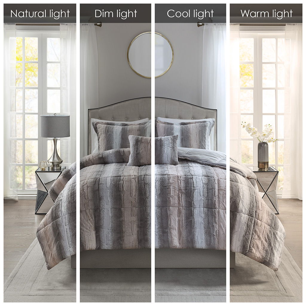 Zuri - Comforter (Set of 4) - Blush / Gray