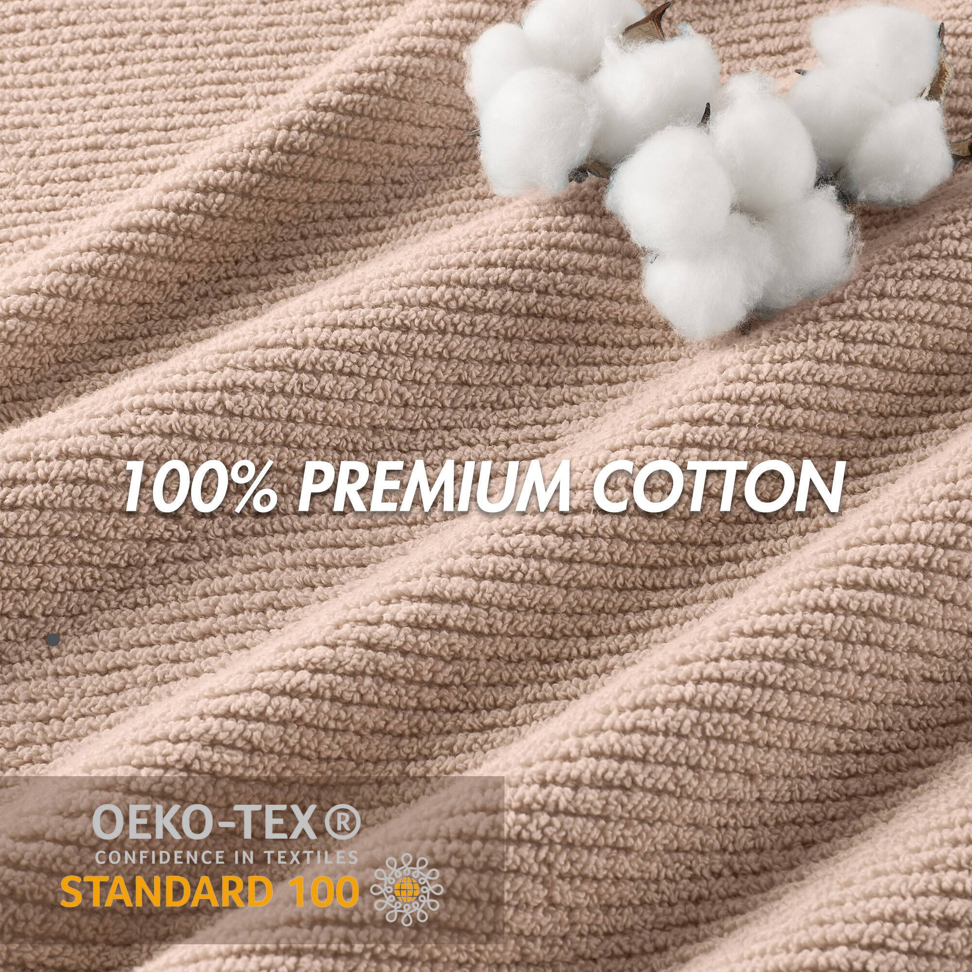 Diagonal Ribbed - 6 Piece Towels Set - Beige