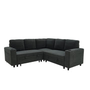 Upholstered L - Shape Sectional Sofa Bed With Pull Out Sleeper And Storage