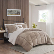 Alton - King Down Alternative Comforter Set - Taupe / Ivory