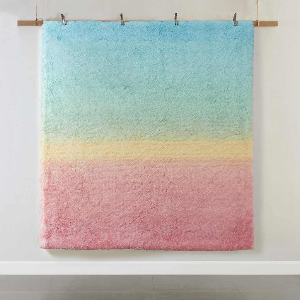 Primrose - Ombre Shaggy Faux Fur Comforter Set - Aqua Multi