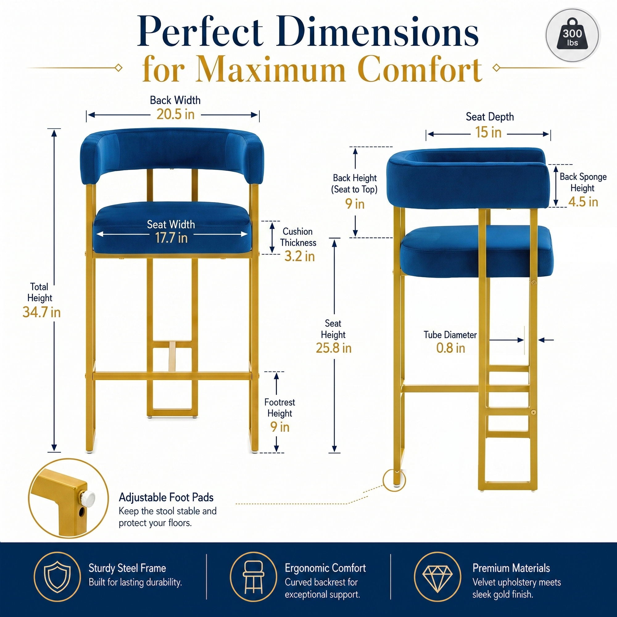 Modern Counter Height Bar Stools With U - Shaped