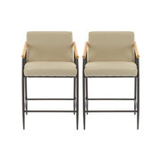 Counter Stool Set With Espresso Metal Frame - Khaki