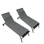 2 Piece Outdoor Chaise Lounge Chair Cushion Set, Polyester Replacement Seat Pads - Gray
