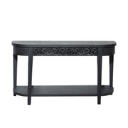 Carved Console Table With Storage Shelf For Living Room - Black