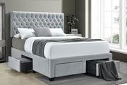Soledad Upholstered Queen Storage Panel Bed Light Grey 305878Q