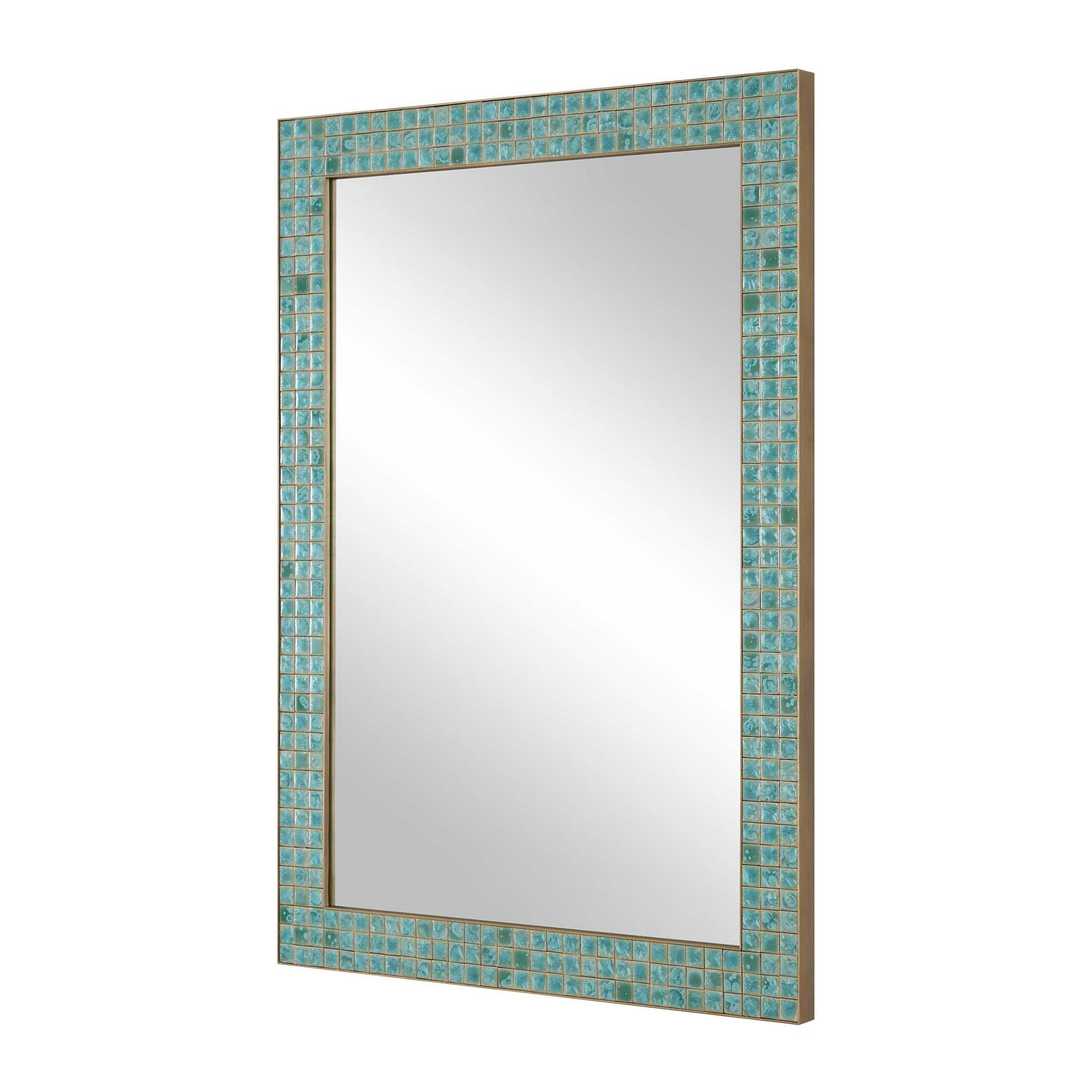 Coralie - Tile Mirror - Blue / Gold / Green