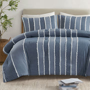 Shay - 3 Piece King/California King Striped Comforter Set - Blue