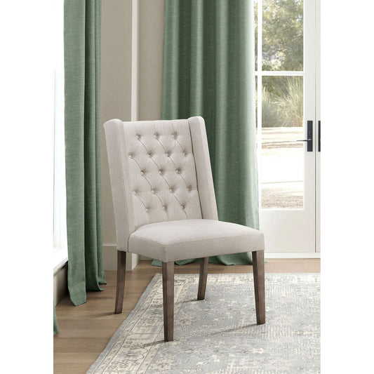 Lily - Upholstered Dining Side Chair (Set of 2) - Beige / Brown
