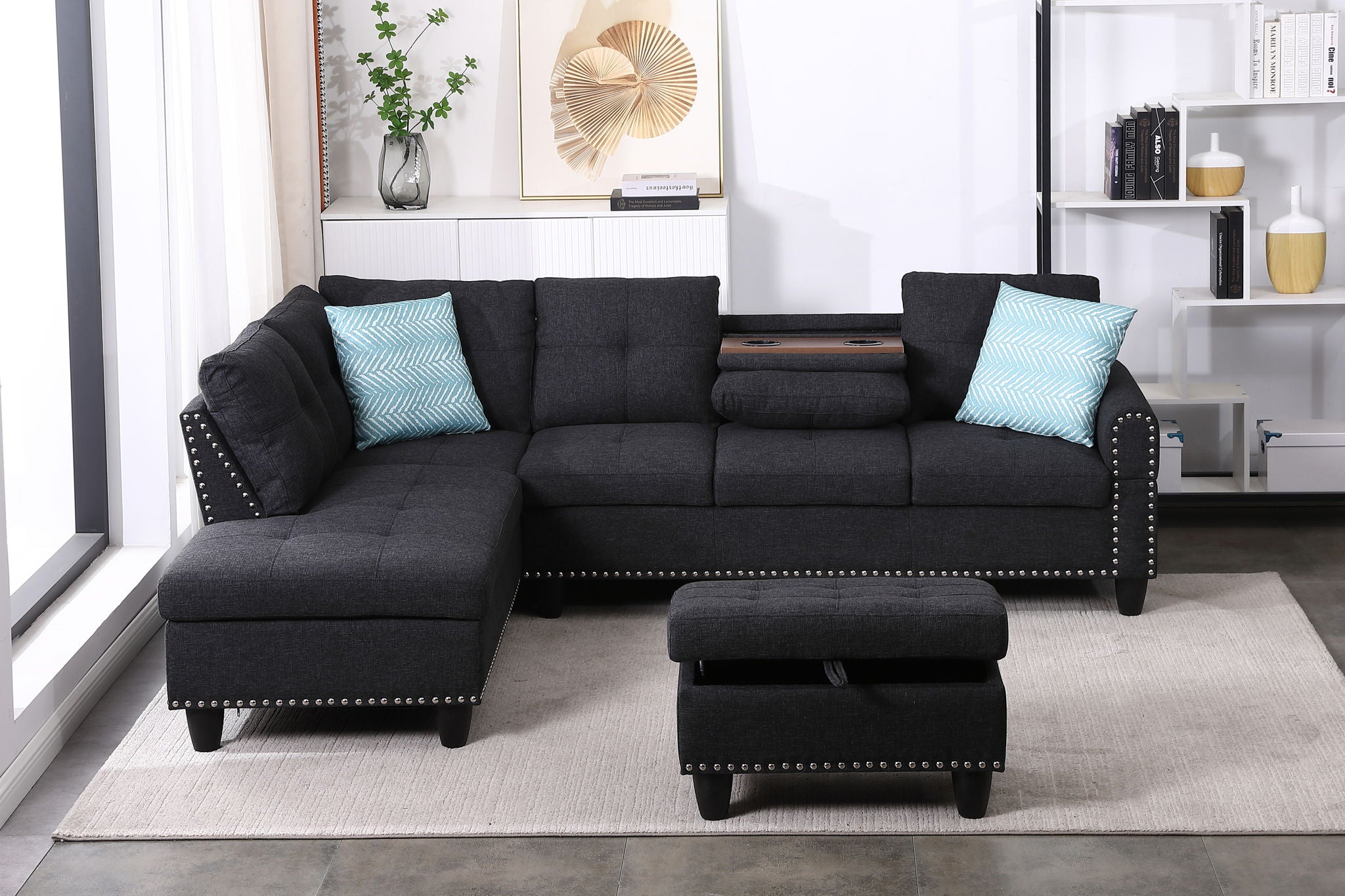 Alger - Left Hand Facing Sofa & Chaise With Ottoman