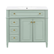 Bathroom Vanity With Sink, 3 Drawers & 2 Soft-Close Doors