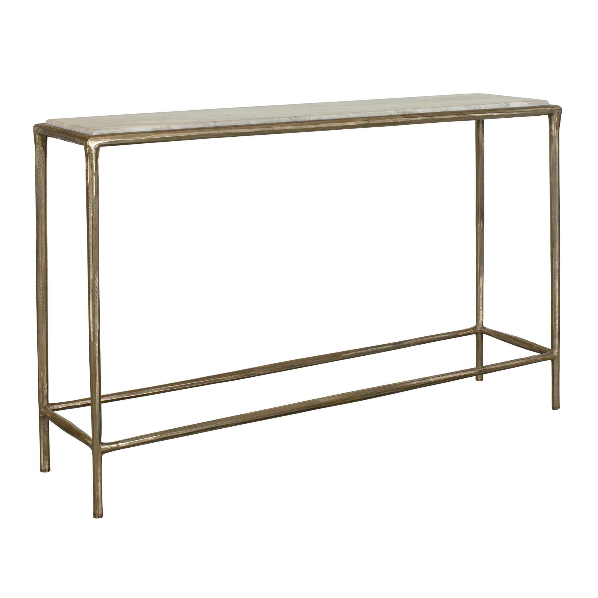 Minerva - Marble Top Console Table - Brass / Gray / White