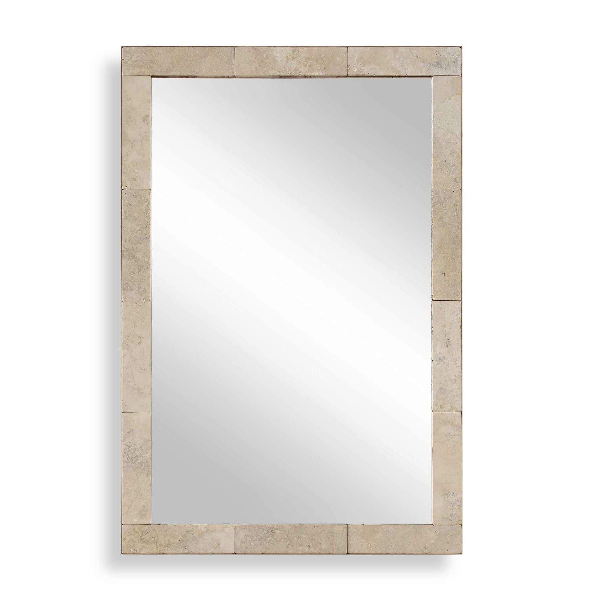 Pave - Rectangular Travertine Mirror - White