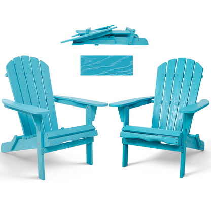 Lounge Patio Chair For Garden Outdoor Folding Embossed Adirondack - Turquoise Blue