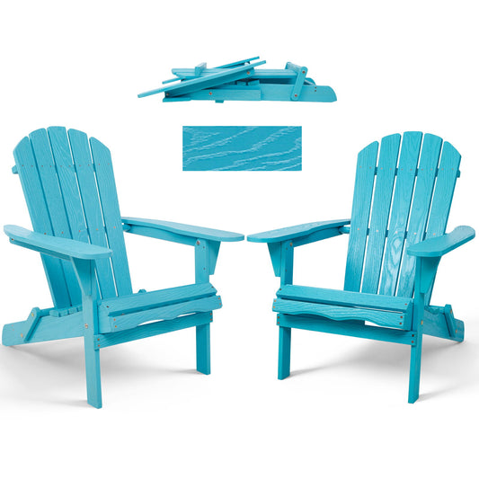 Lounge Patio Chair For Garden Outdoor Folding Embossed Adirondack - Turquoise Blue