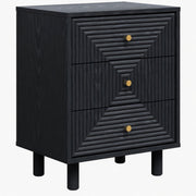 3 Drawer Nightstand - Black - Wood