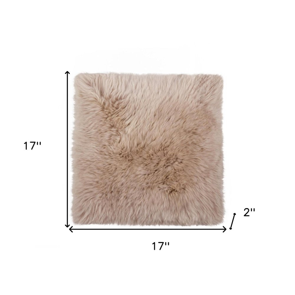 17" X 17" Taupe New Zealand Sheepskin Dining Chair Pad