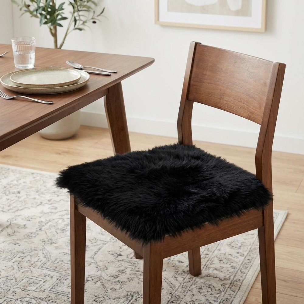 17" X 17" Taupe New Zealand Sheepskin Dining Chair Pad