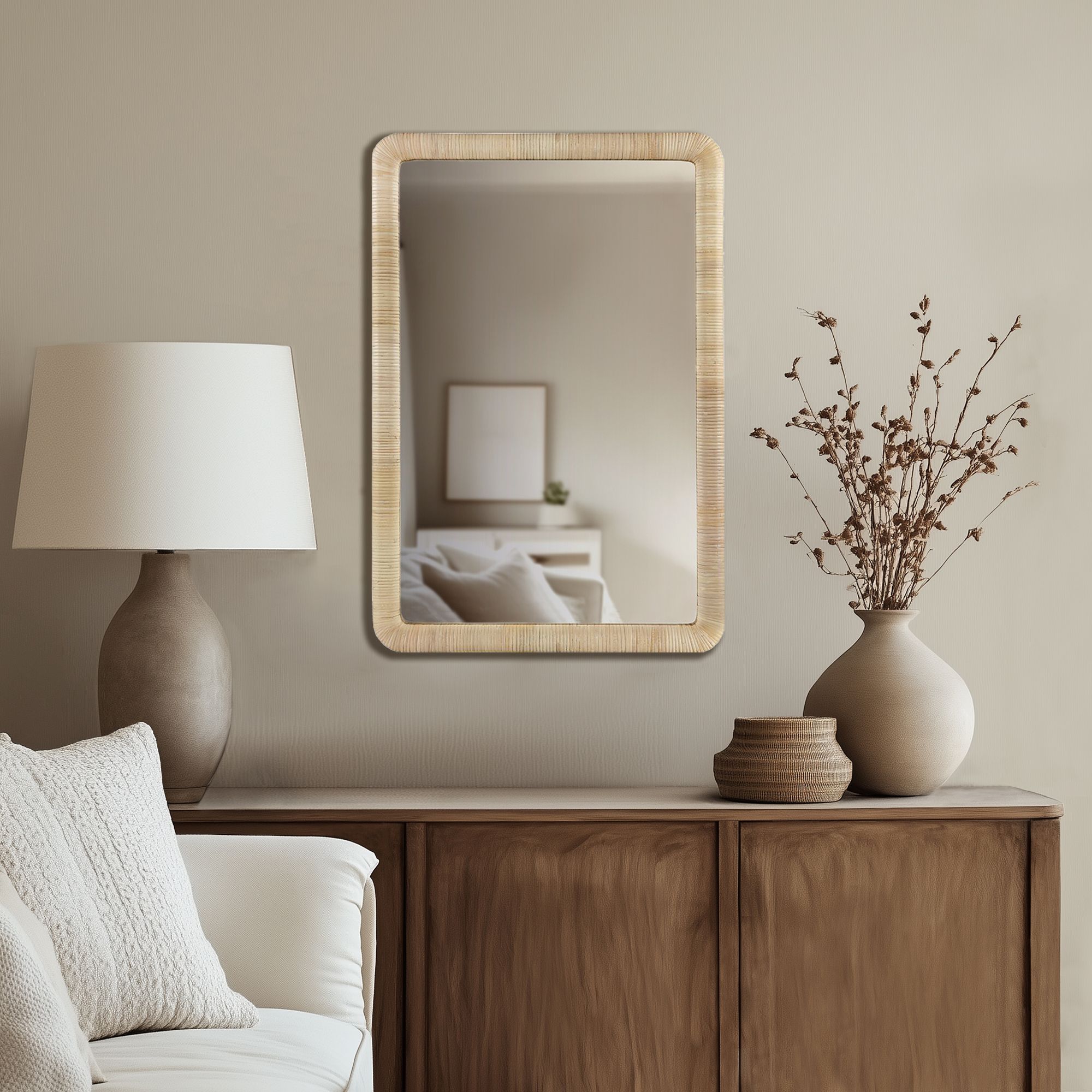 Nova - Natural Rattan Rectangle Wall Mirror - Natural