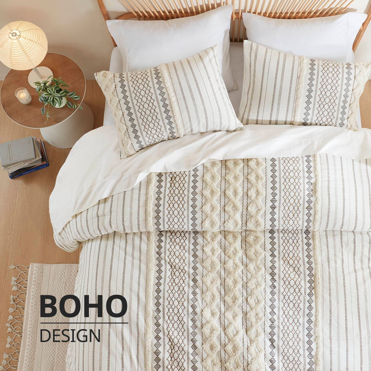 Imani - King Printed Comforter Set With - Ivory