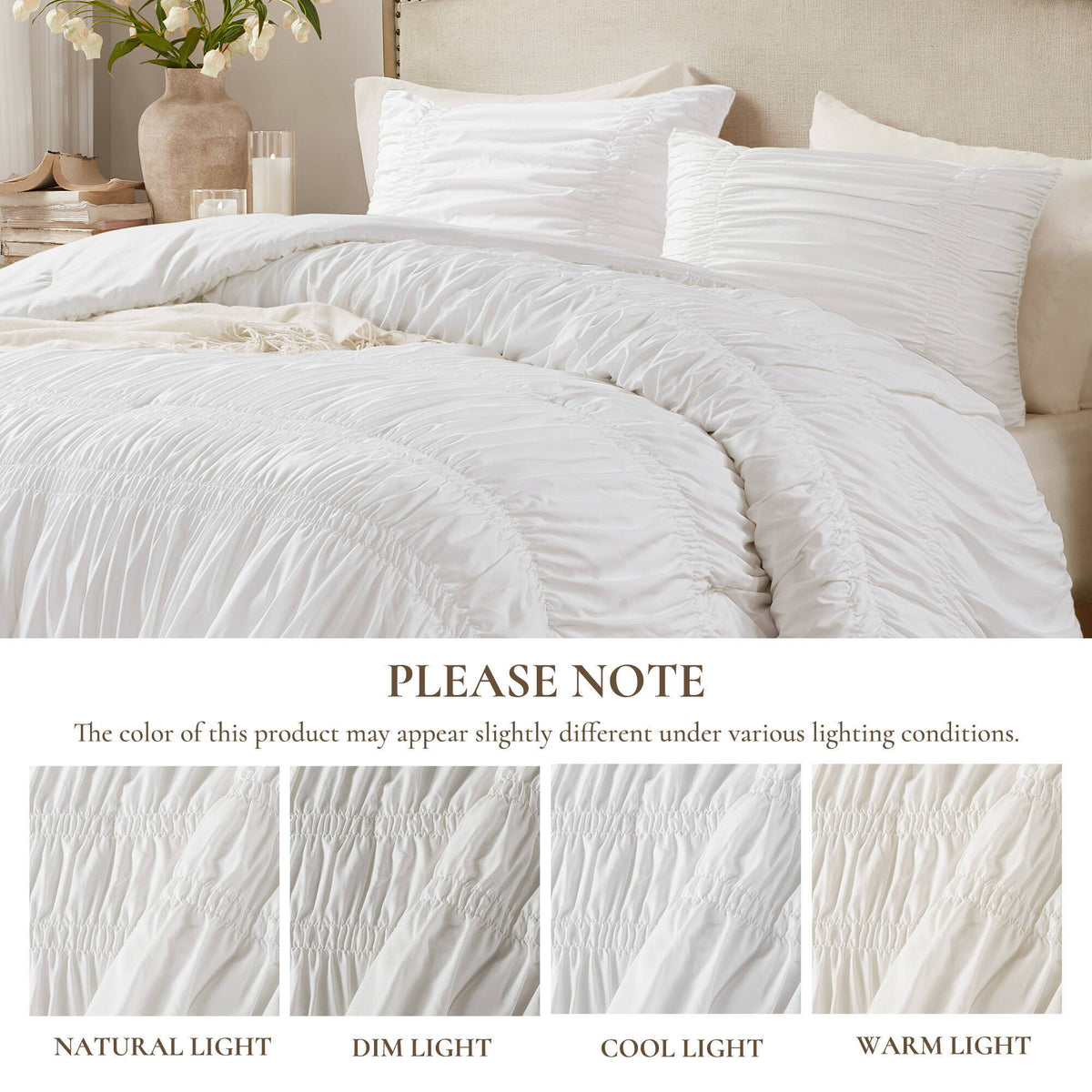 Mia - 3 Piece King Comforter Set - White