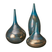 Lucia - Handmade Rainbow Vase (Set of 3) - Blue Metal
