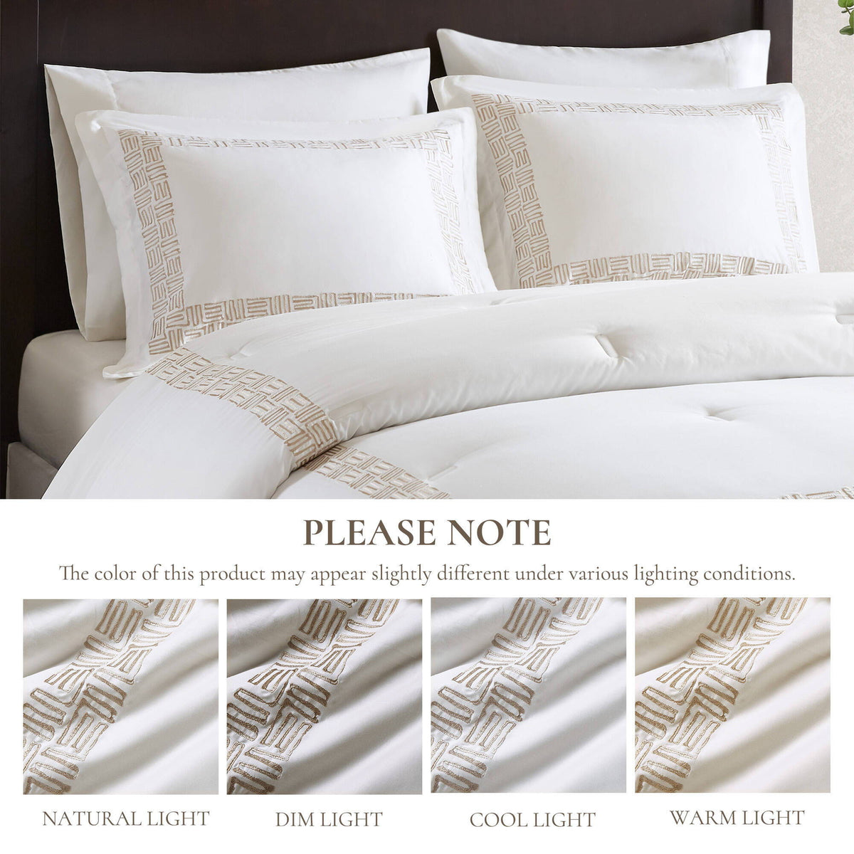 Nile - 4 Piece Queen Sateen With Embroidery Oversized Comforter Set - Multi