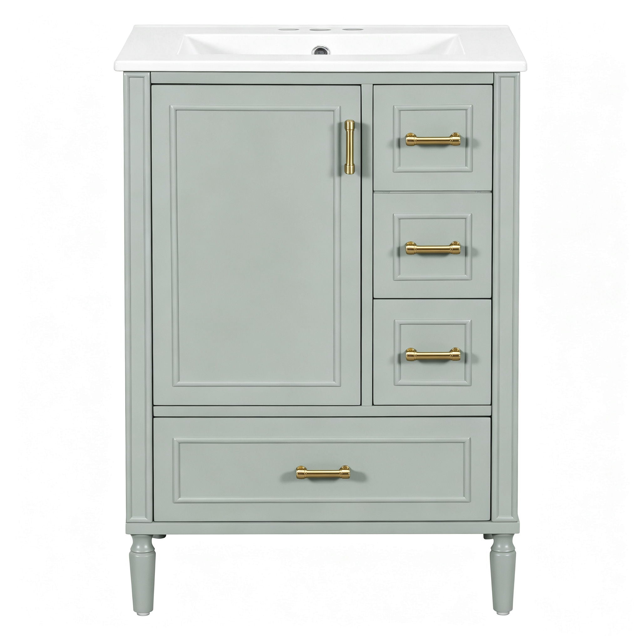 Modern Bathroom Vanity With Sink, Soft Close Doors, 3 Drawers