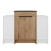 48" Freestanding Bathroom Vanity With Sink And 2 Storage Cabinets, Soft Closing Door - Glossy White / Imitative Oak