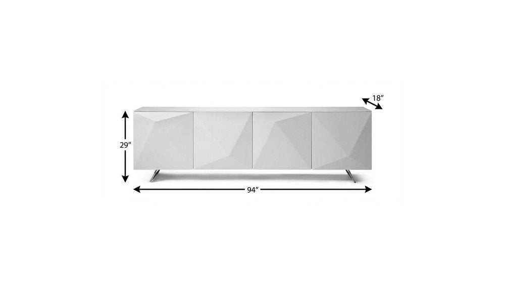 94" White Glass Solid Console Table