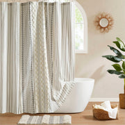 Imani - Printed Shower Curtain With Chenille - Ivory