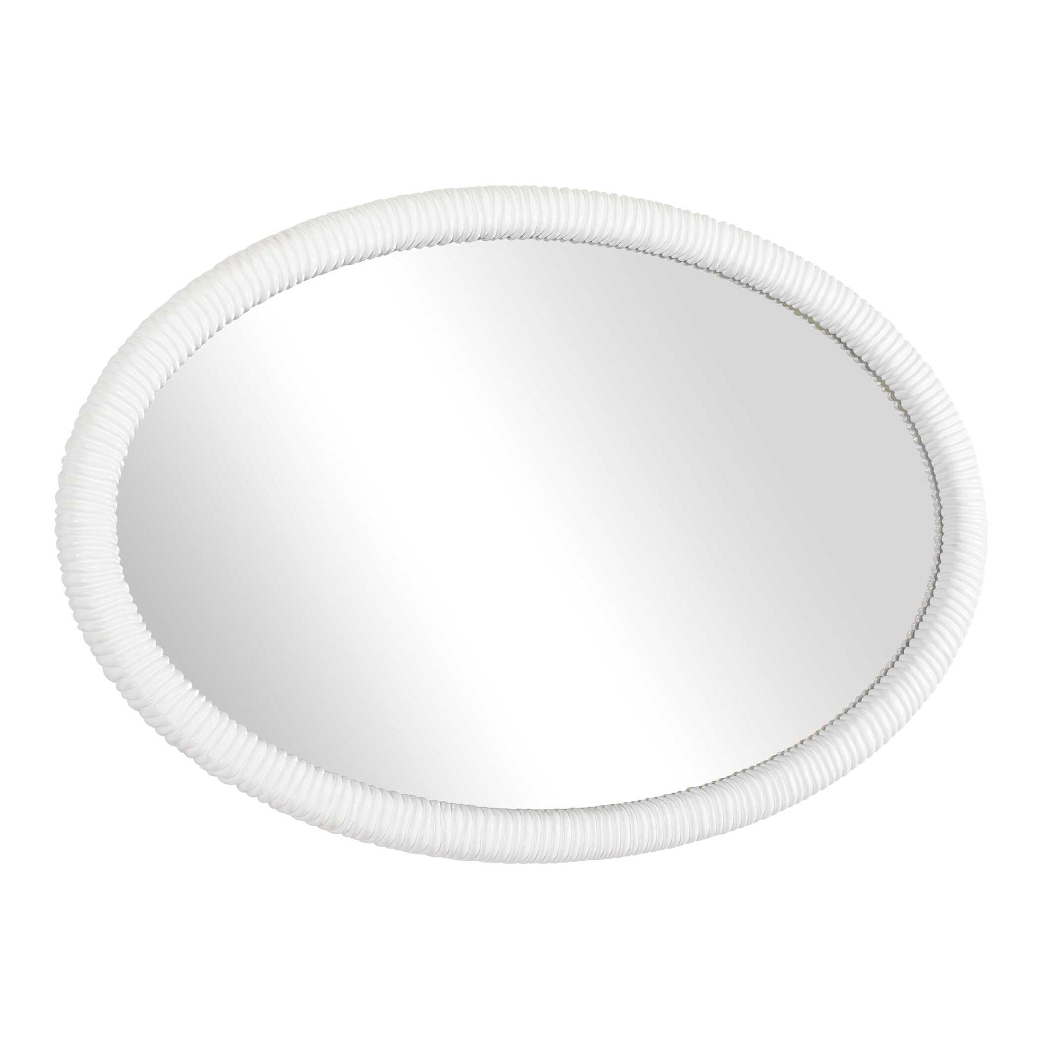 Bali - Ribbed Oval Mirror - White