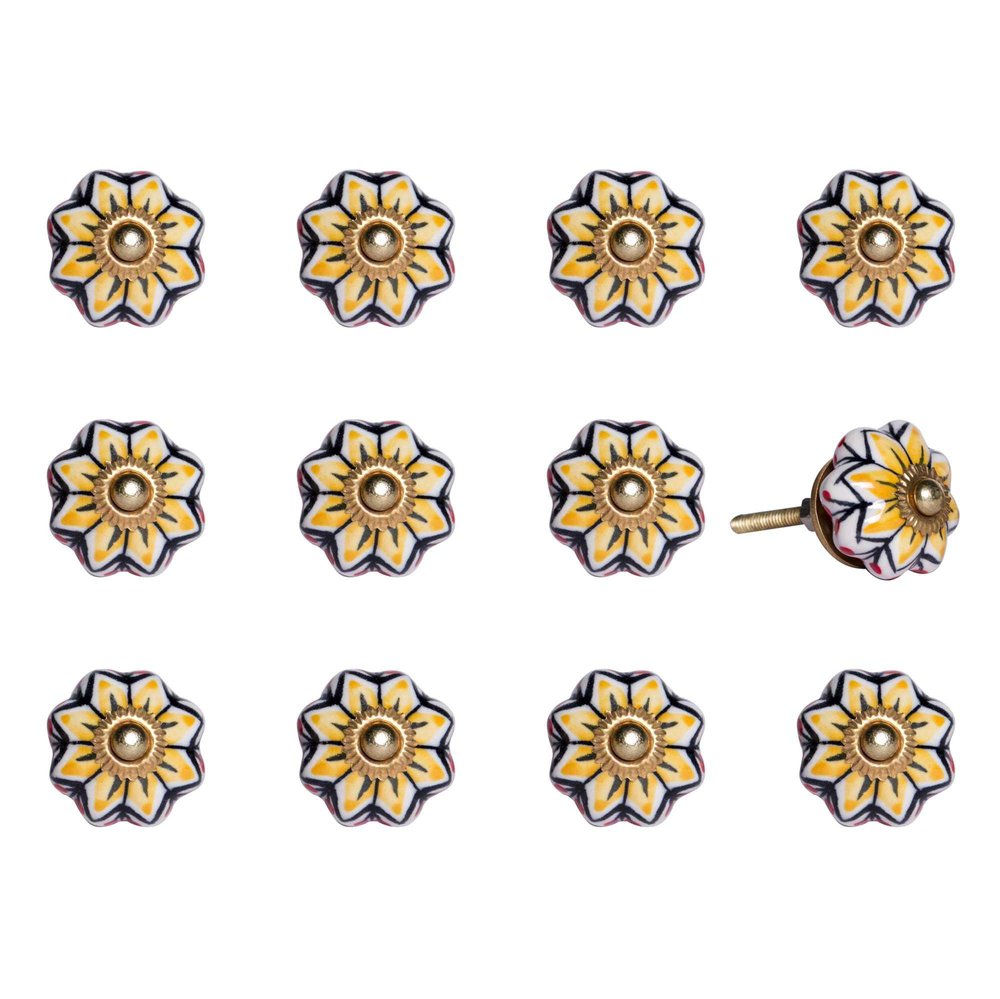 1.5" X 1.5" X 1.5" Yellow Blue And Red  Knobs 12 Pack