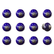 Set of Twelve Navy Blue Ceramic Drawer Pull Knobs