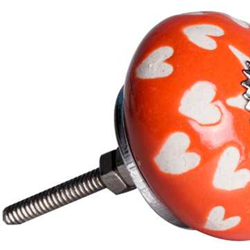 Set of Eight Pink And White Ceramic Drawer Pull Knobs