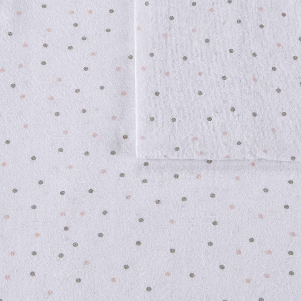 Twin Long Cozy Soft Novelty Print Sheet Set - Gray / Pink Dots