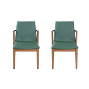 Dining Chairs (Set of 2) - Green / Walnut