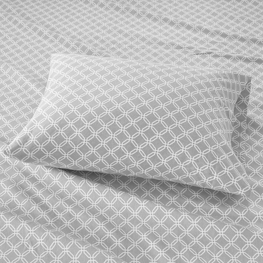 Cozy Flannel - Printed Sheet Set - Gray Geo