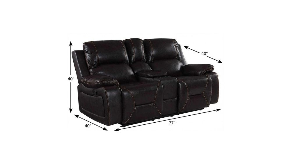 Two Piece Indoor Brown Faux Leather Five Person Seating Set