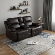 Two Piece Indoor Brown Faux Leather Five Person Seating Set