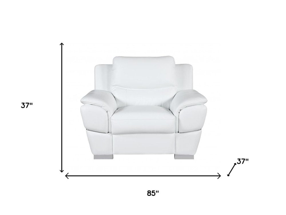 Three Piece Indoor White Genuine Leather Six Person Seating Set