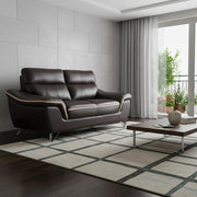 49" Brown And Silver Leather Match Club Chair