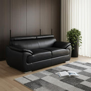 69" Black And Silver Faux Leather Loveseat