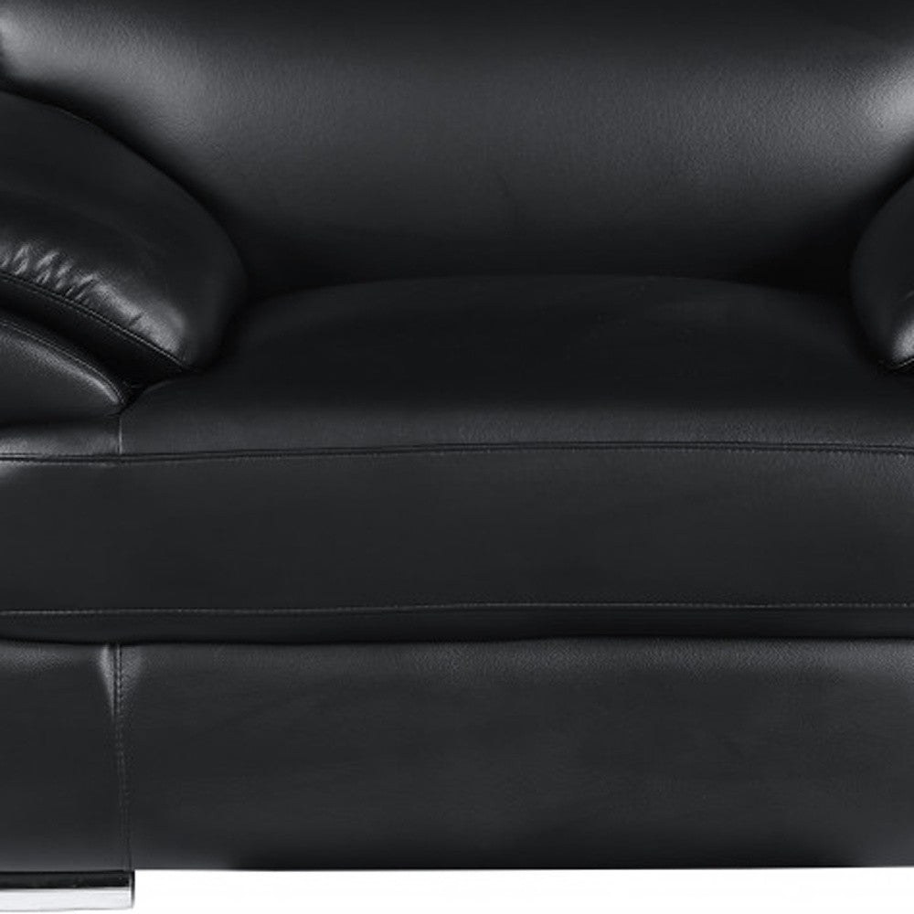 38" Gray And Silver Genuine Leather Chair and a Half