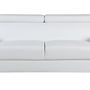 86" White Leather Sofa With Silver Legs
